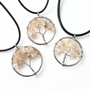 Natural citrine tree of life pendant necklace